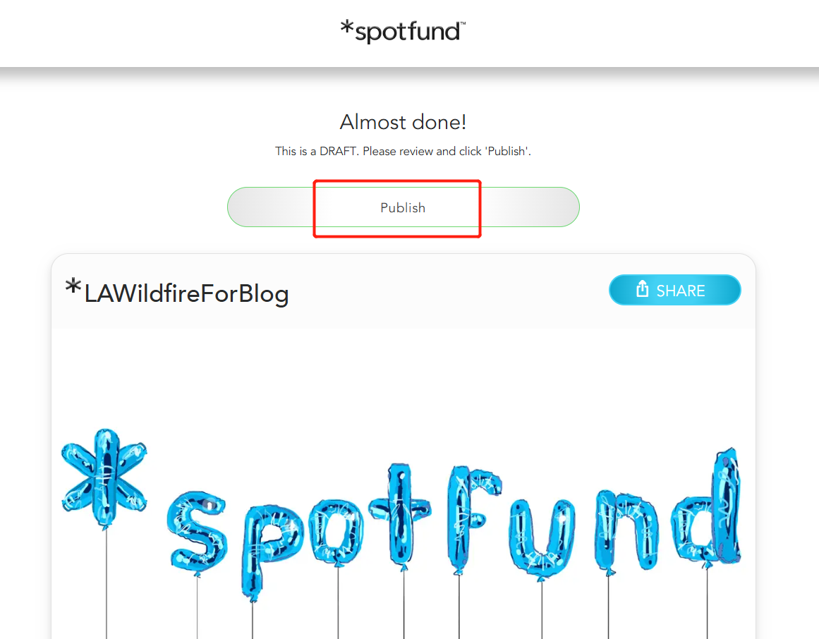 Publish your fundraising story for los angeles wildfire in southern california