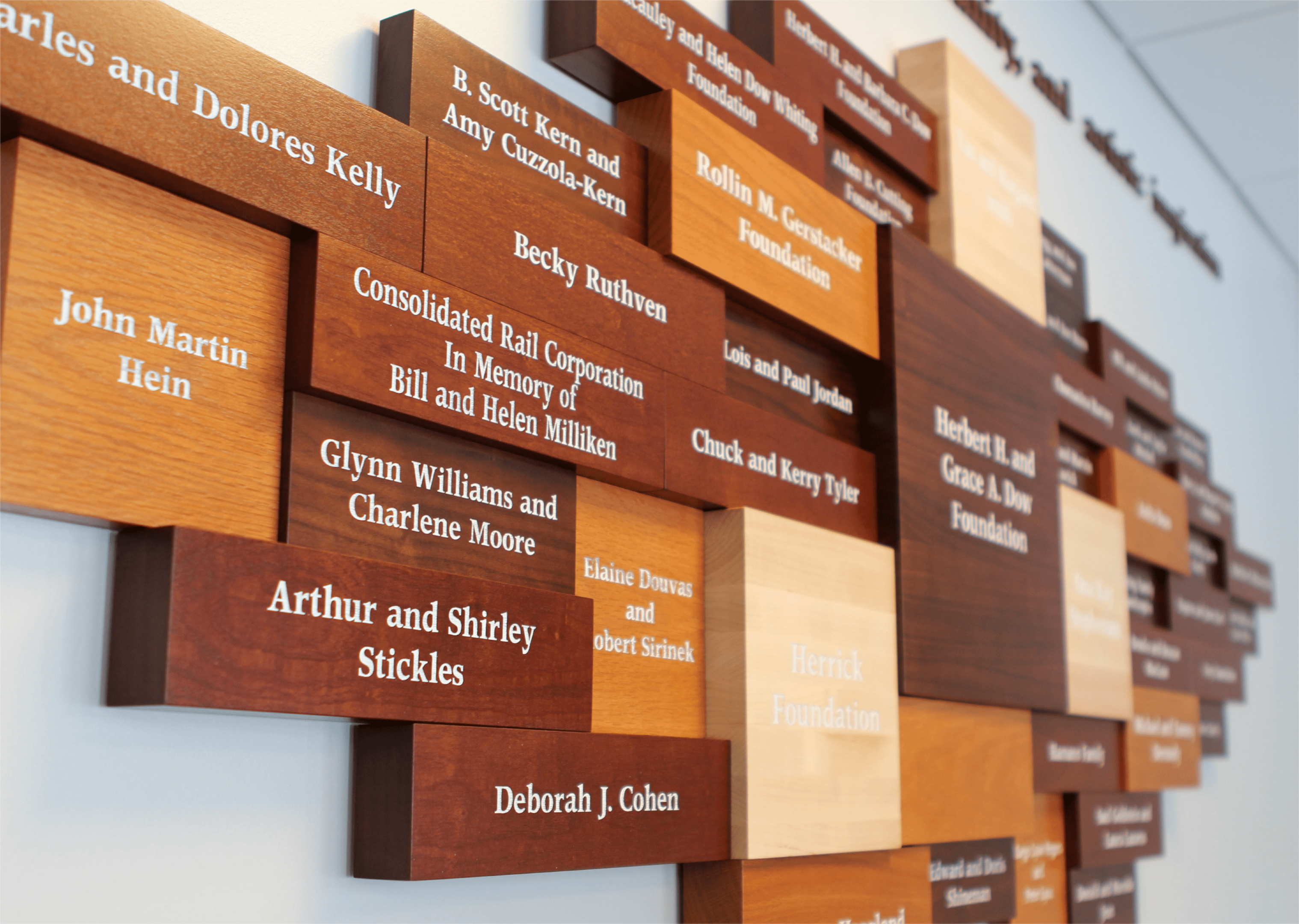 Recognition on donor walls or plaques in nonprofit organizations.