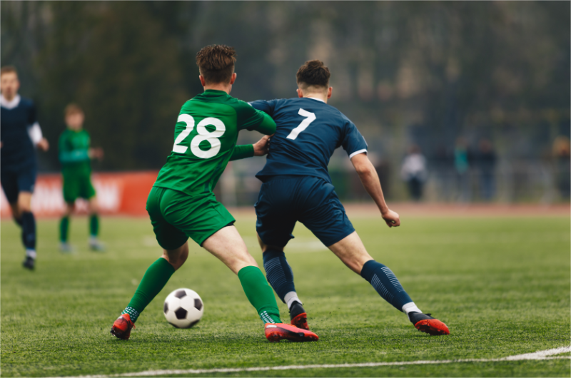 College soccer competition.