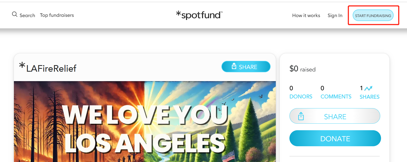 start online fundraising campaign with *spotfund